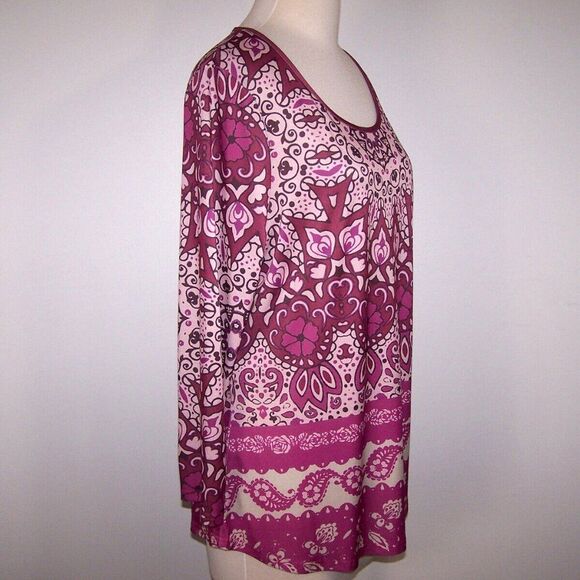 Lily by Firmiana Tunic Top Womens Size 1XL Flowy Stretch Long Sleeves Scoop Neck - Picture 5 of 9